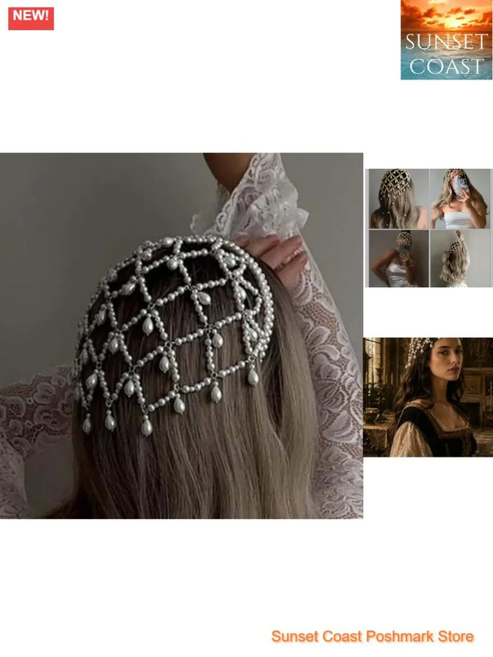 Gold Pearl Fairy Headpiece Head Chain Flapper 1920s Gatsby Party Women Hair